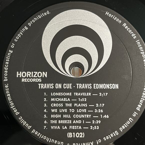 Travis Edmonson Travis On Cue Vinyl LP 1962 Horizon Records WP-1606 - Picture 5 of 7